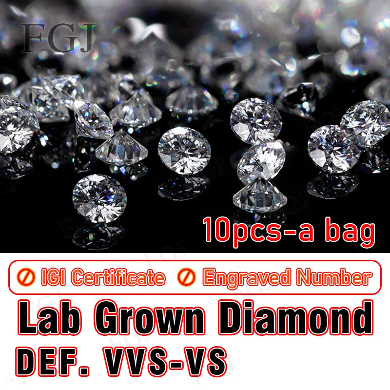 Lab Grown Diamond 0.1-5CT Without IGI Certificate HPHT CVD DEFG VVS-SI Diamonds