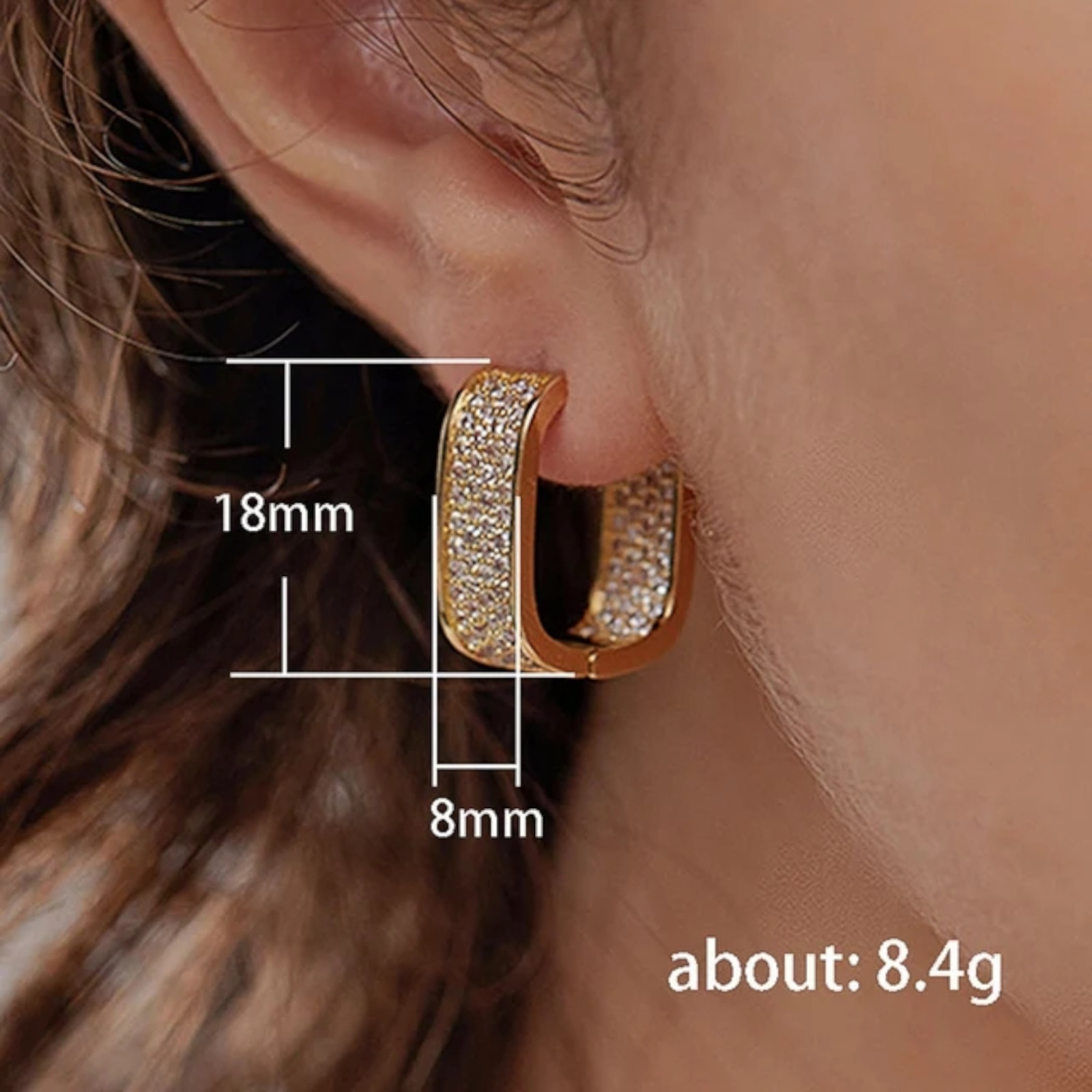 Gold Plated Hoop Earrings With Cubic Zirconia Unisex Hip Hop Jewelry For Women