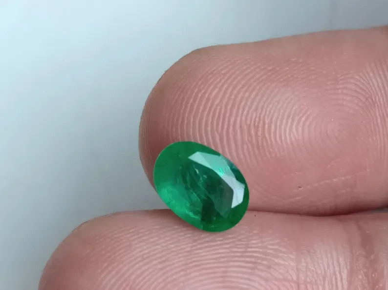 Certified Natural Zambian Green Emerald 1.13 Ct Oval Cut Loose Gemstone