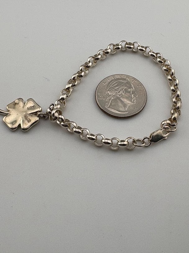 A THAILAND 925 STERLING SILVER 5.3MM ROLO BELCHER CHAIN BRACELET 7.25″ 2032