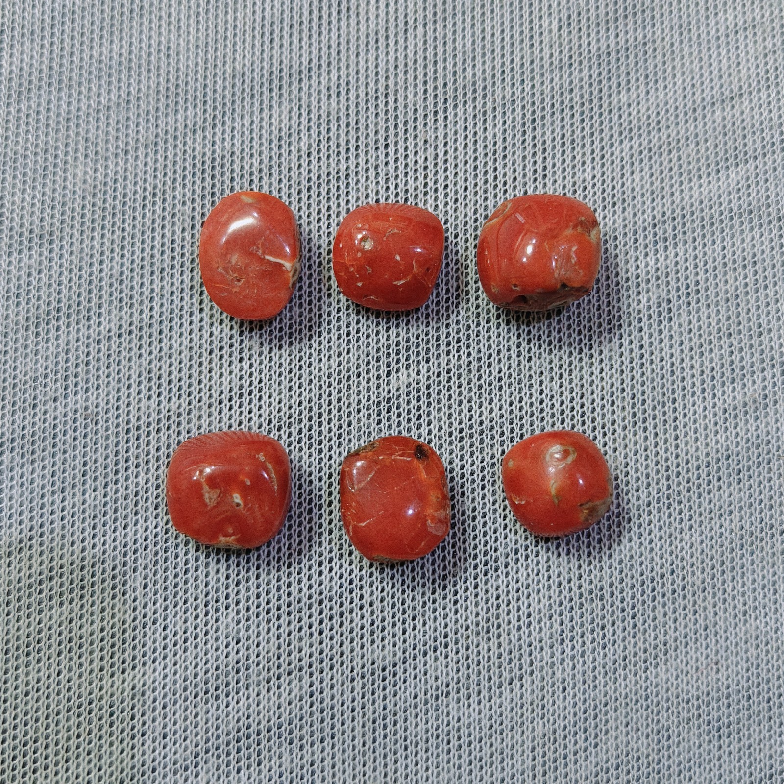 Vintage Natural Italian Red Coral Cabochon Lot Genuine Mediterranean Coral Gemst