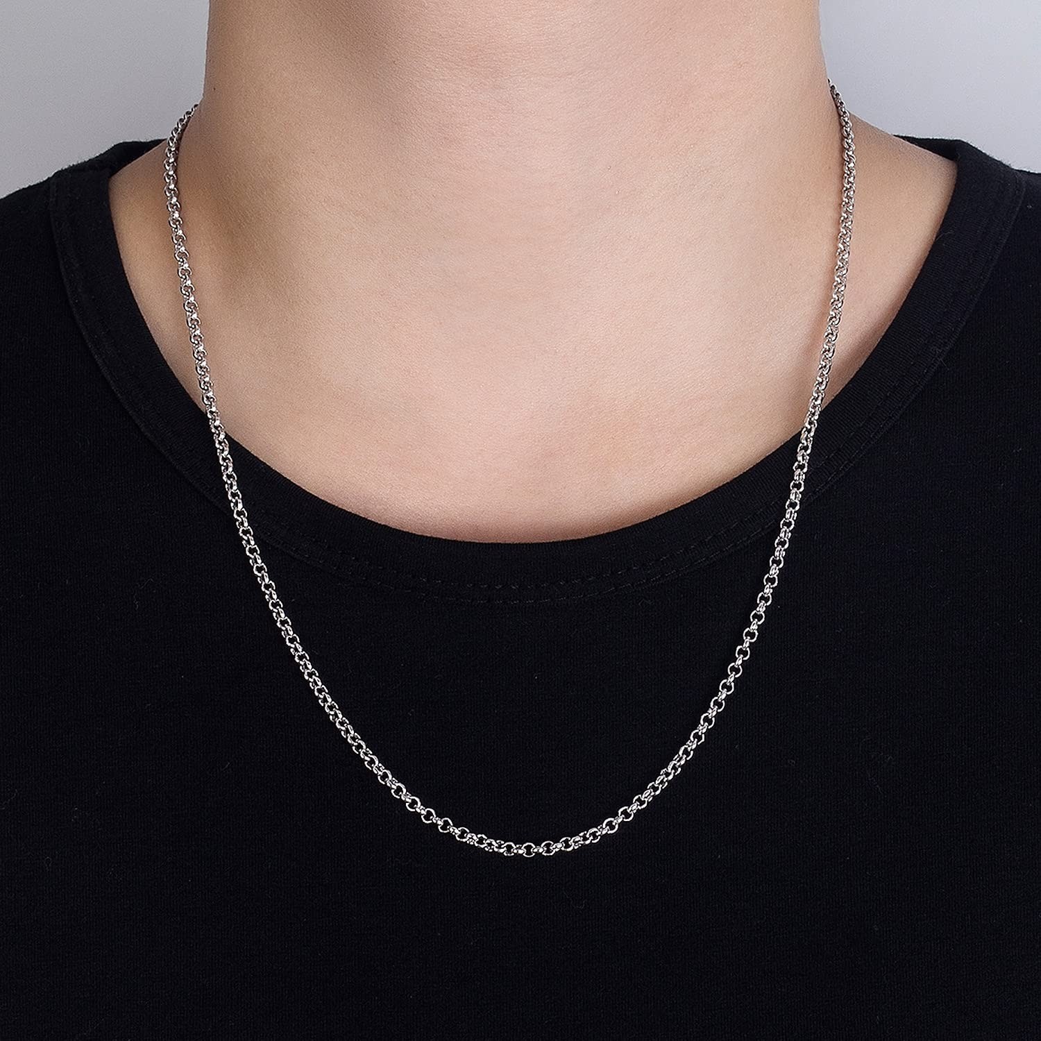 925 Sterling Silver Chain Necklace 3mm Adjustable 18-28 in Dankadi