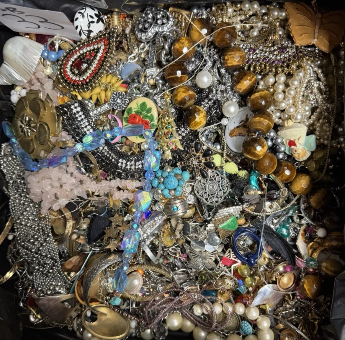 3 Pounds Unsorted Huge Lot VTG Jewelry Vintage Now Junk & Wear Resell Tangled In