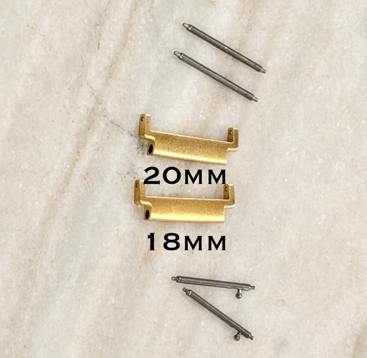 18mm to 20mm Watch Strap Connector Adapter – Stainless Steel, Brushed Gold