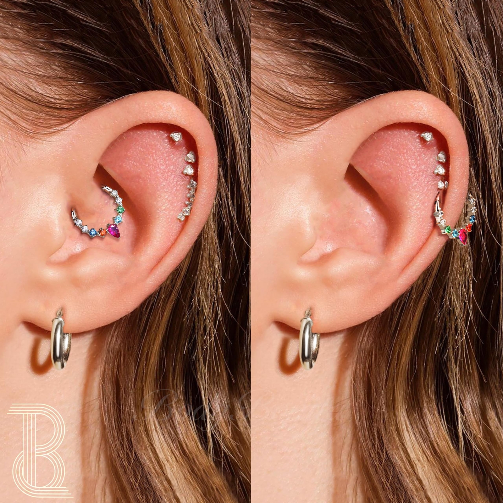 BodyBonita 16G Septum Rings Jewelry – Cubic Zirconia Luxe 316L Stainless Stee…