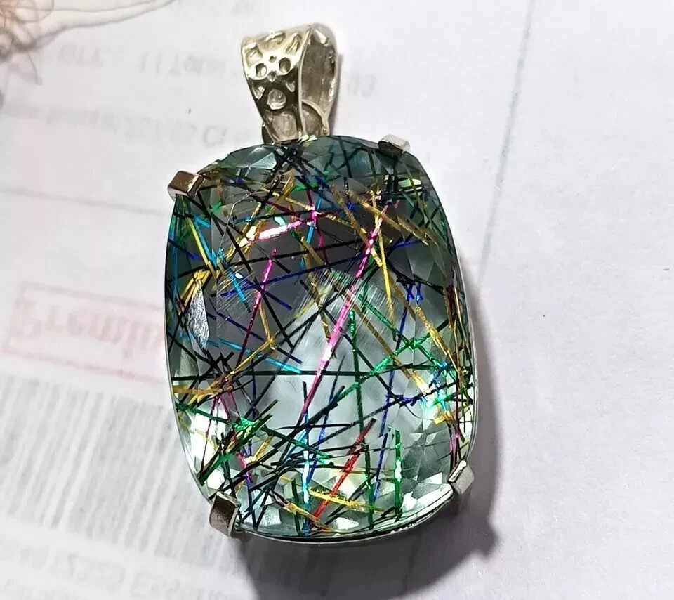 Certified 80.90 Ct + Cushion Cut Natural Rutilated Quartz Pendant Loose gemstone