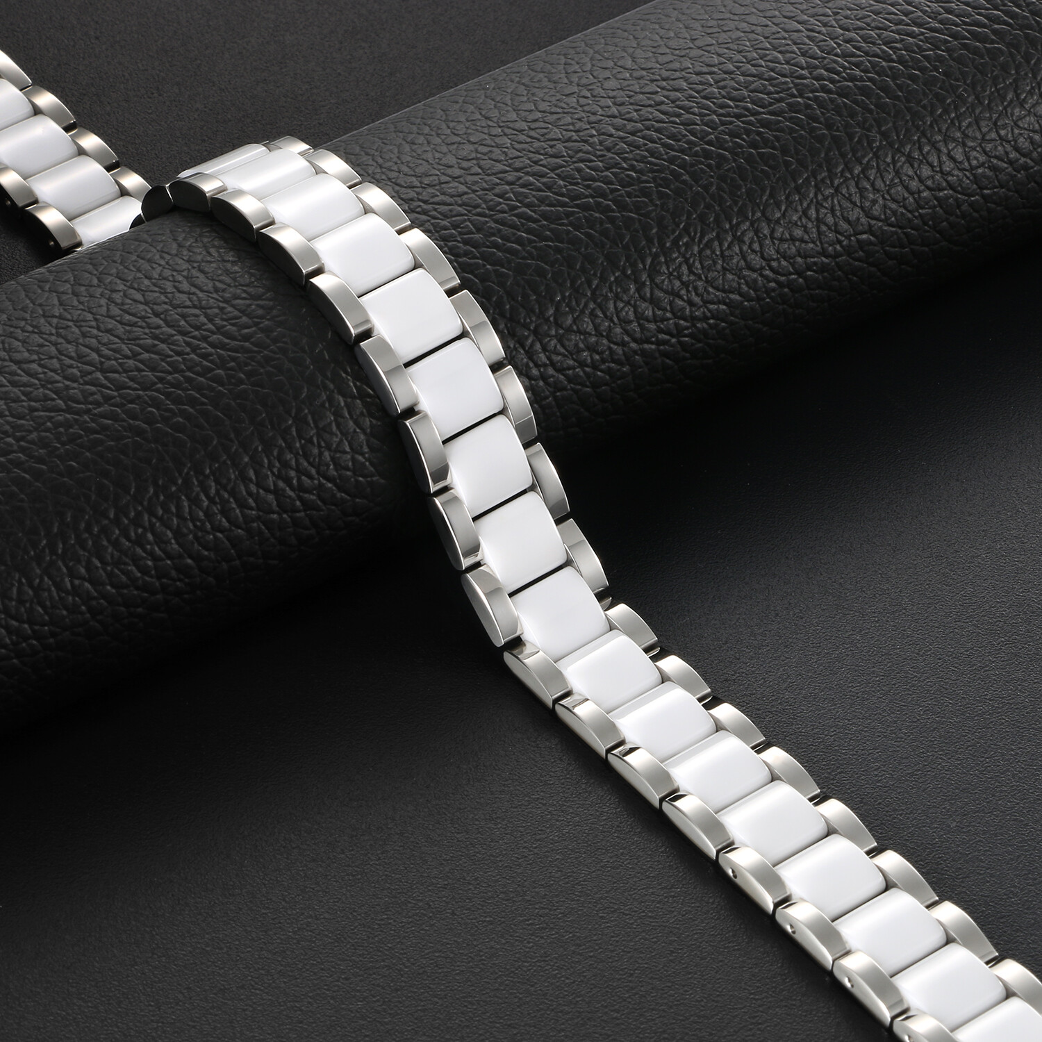 Men’s Wide Ceramic Link Stainless Steel Health Power Therapy Magnetic Bracelet