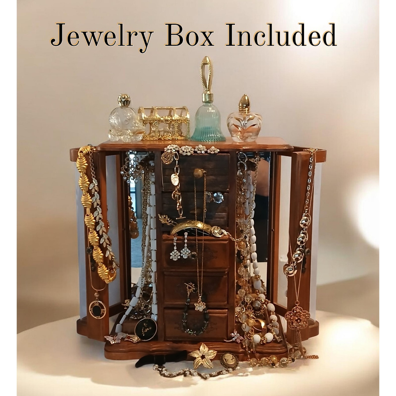 Mixed Vanity & Accessories Jewelry Lot (Includes Jewelry Box) More than 50 Pcs