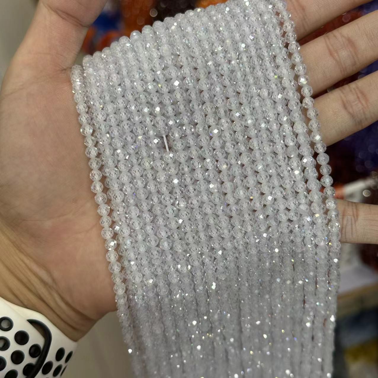 2/3mm Genuine Natural Micro Round Faceted White Zircon Beads for Jewelry Making
