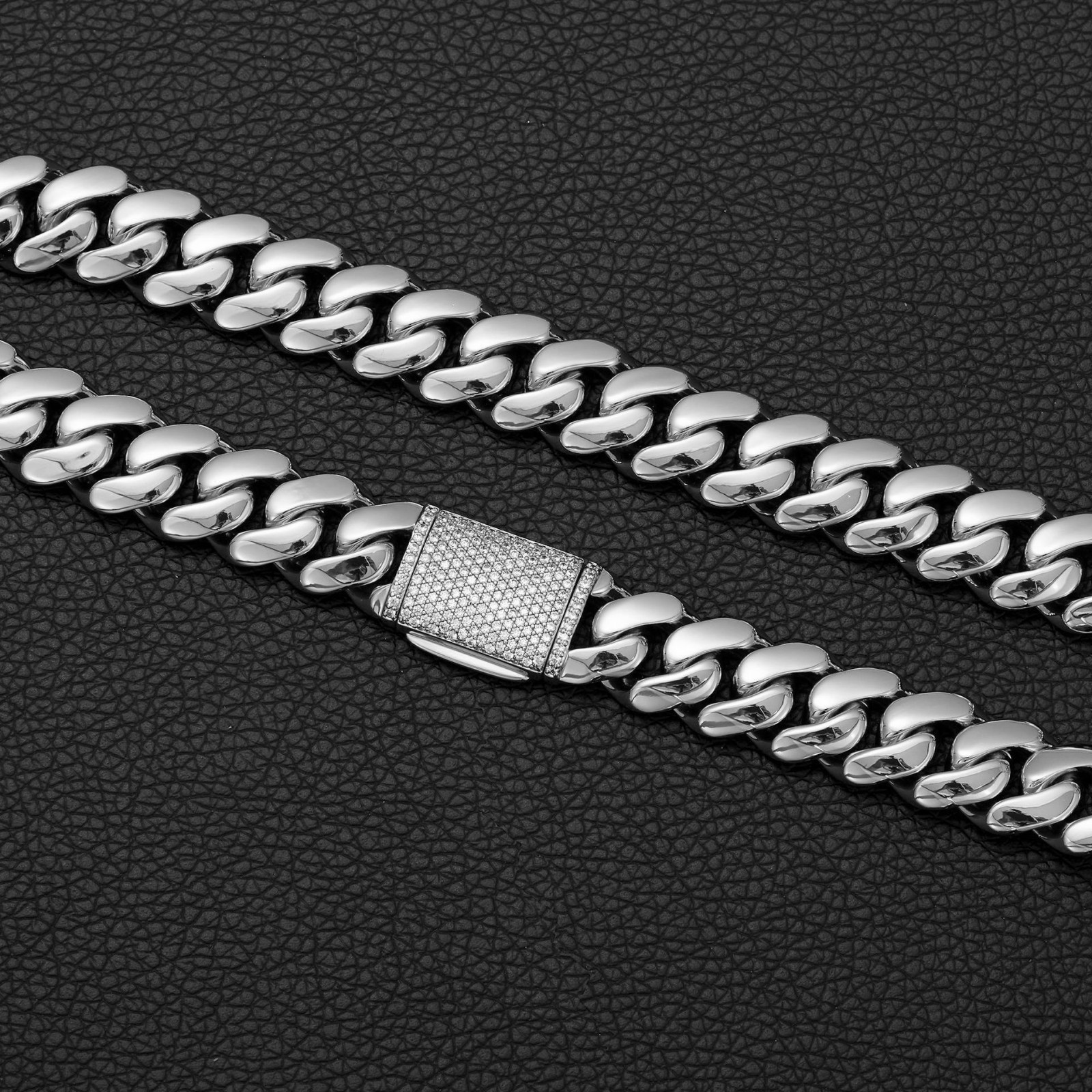 8-22MM Stainless Steel Miami Hip Hop Cuban Chain Necklace Bracelet CZ Clasp