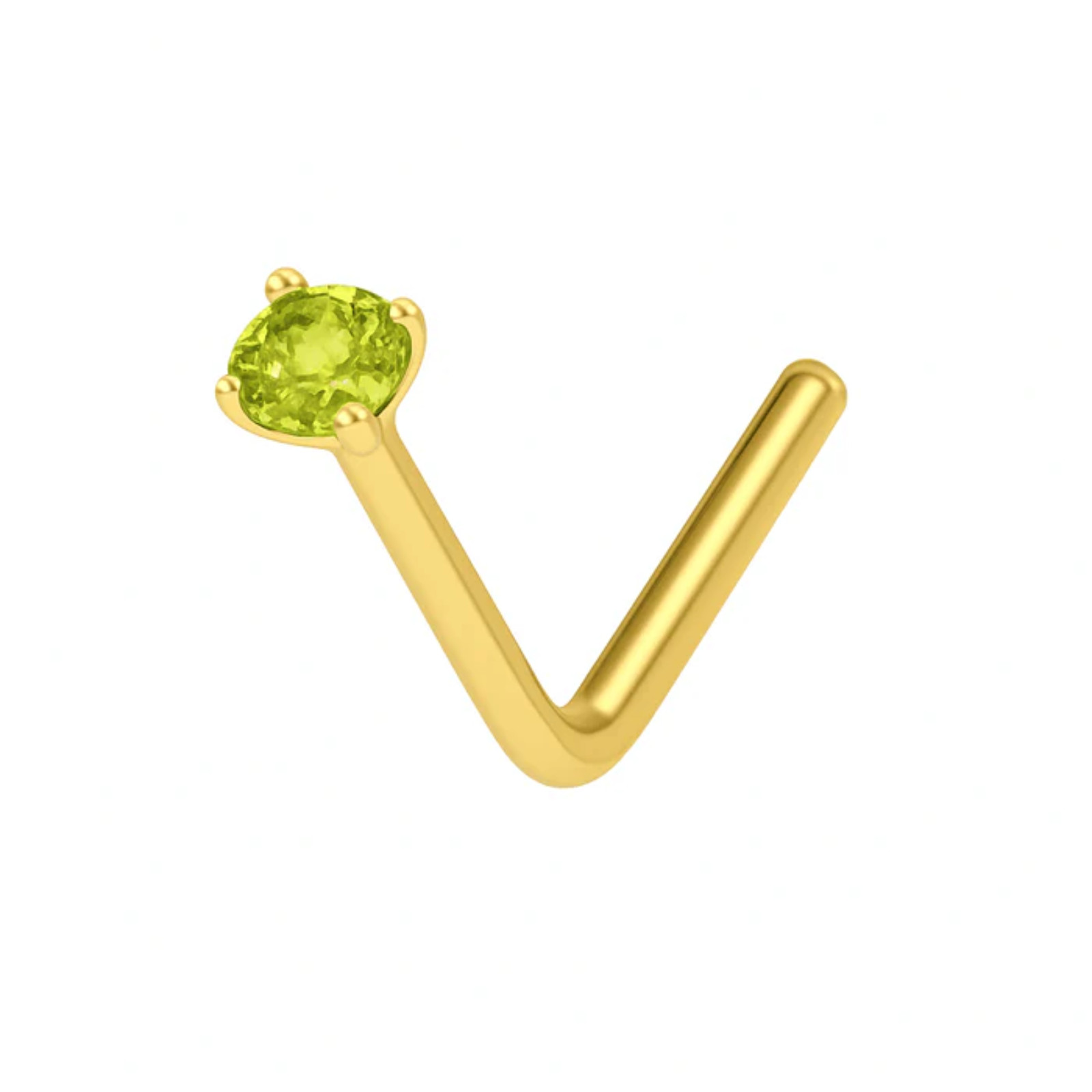 9K Solid Gold L-Bend Crystal CZ Nose Stud Pin Women’s Piercing Jewellery