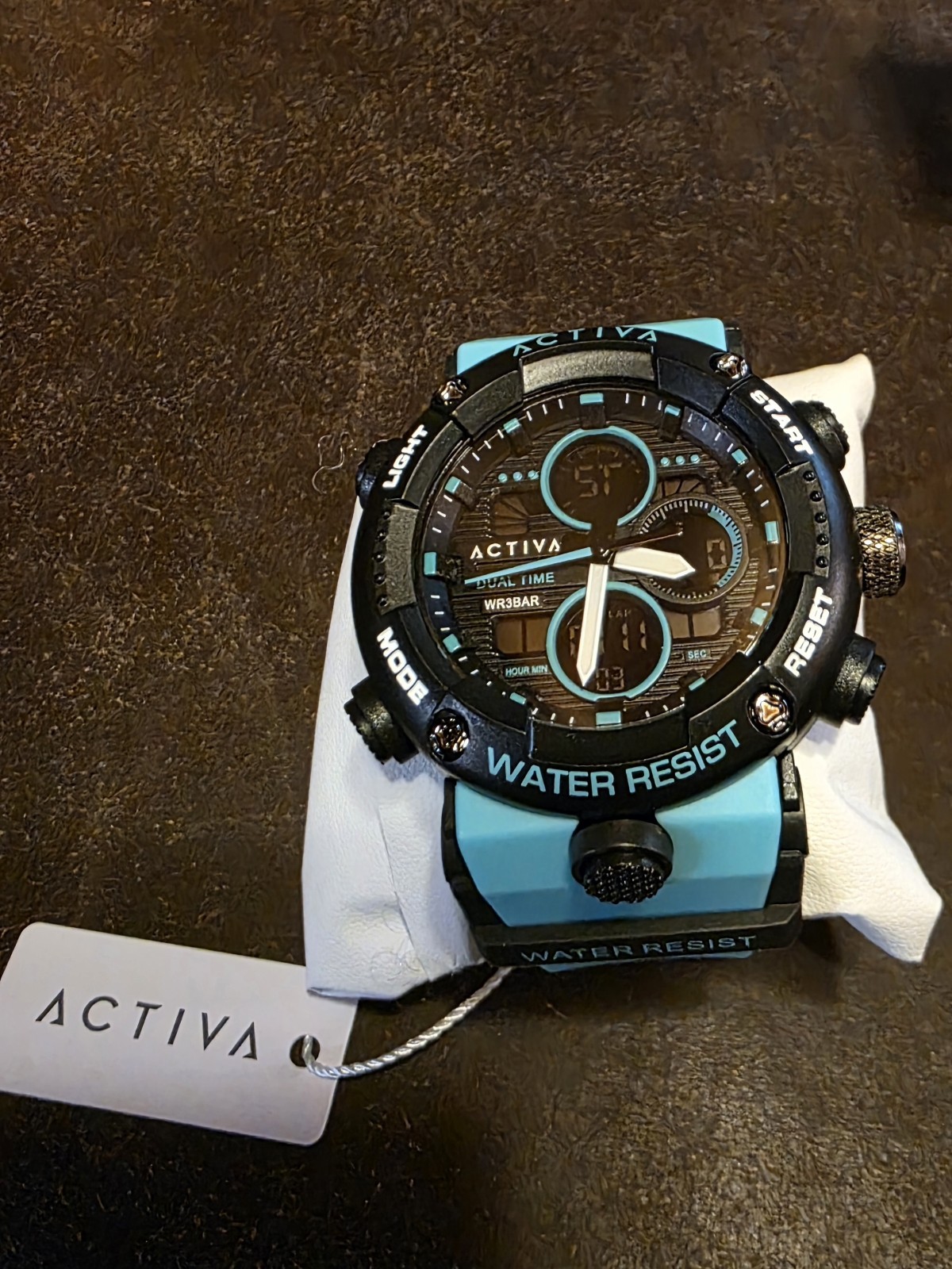 Activa Dual Time Men’s Analog-Digital Dual Time Quartz 30m Teal Blue Strap w Box