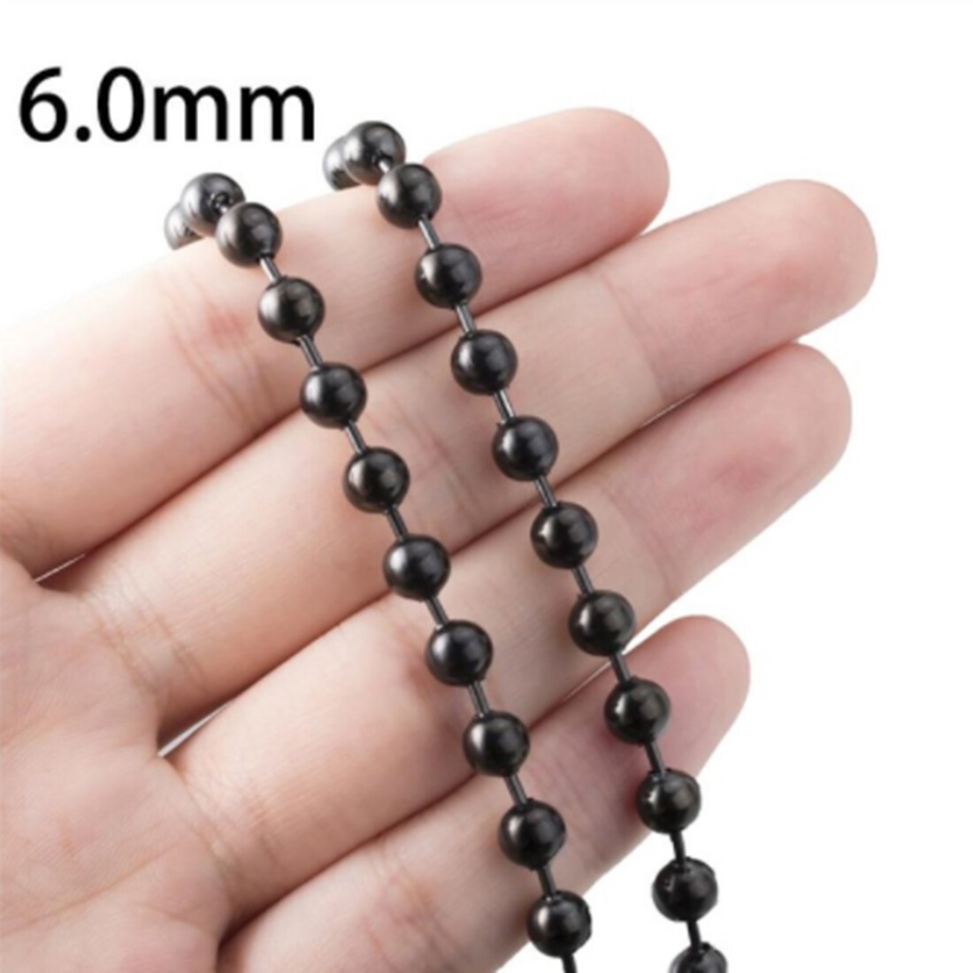 1.5-12mm Men Stainless Steel Round Ball Bead Chain Black Necklace Bracelet Link