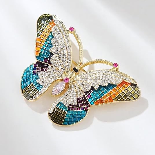 Fashion Luxury Colorful Rhinestone Butterfly Brooches For Women Insect Brooch