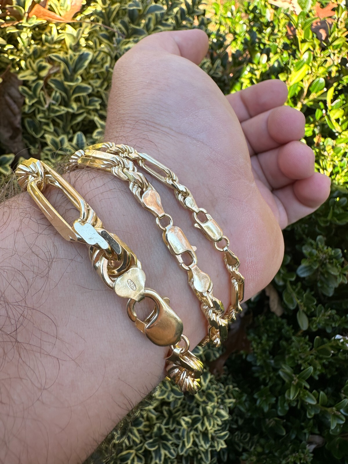 FigaRope Milano Chain Real Solid 14K Gold Plated 925 Silver Necklace Bracelet