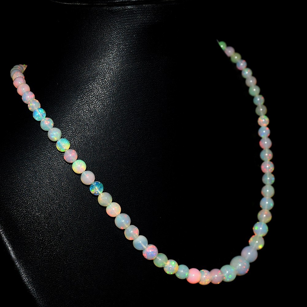 20 Inches Round Shape 83. Cts Ethiopian Opal Beaded Stunning Necklace VK 11 E711