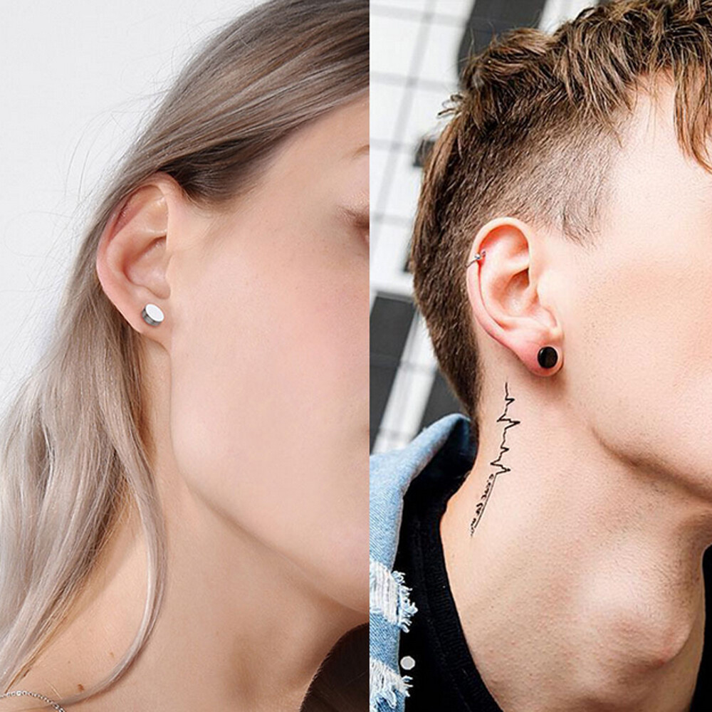 Flat Back Surgical Stainless Steel Stud Earrings for Women Men Piercing Jewelry