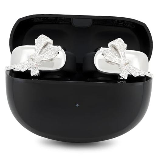 Elegant Bow Cover for Bose Ultra Open Earbuds, Made with Cubic Zirconia