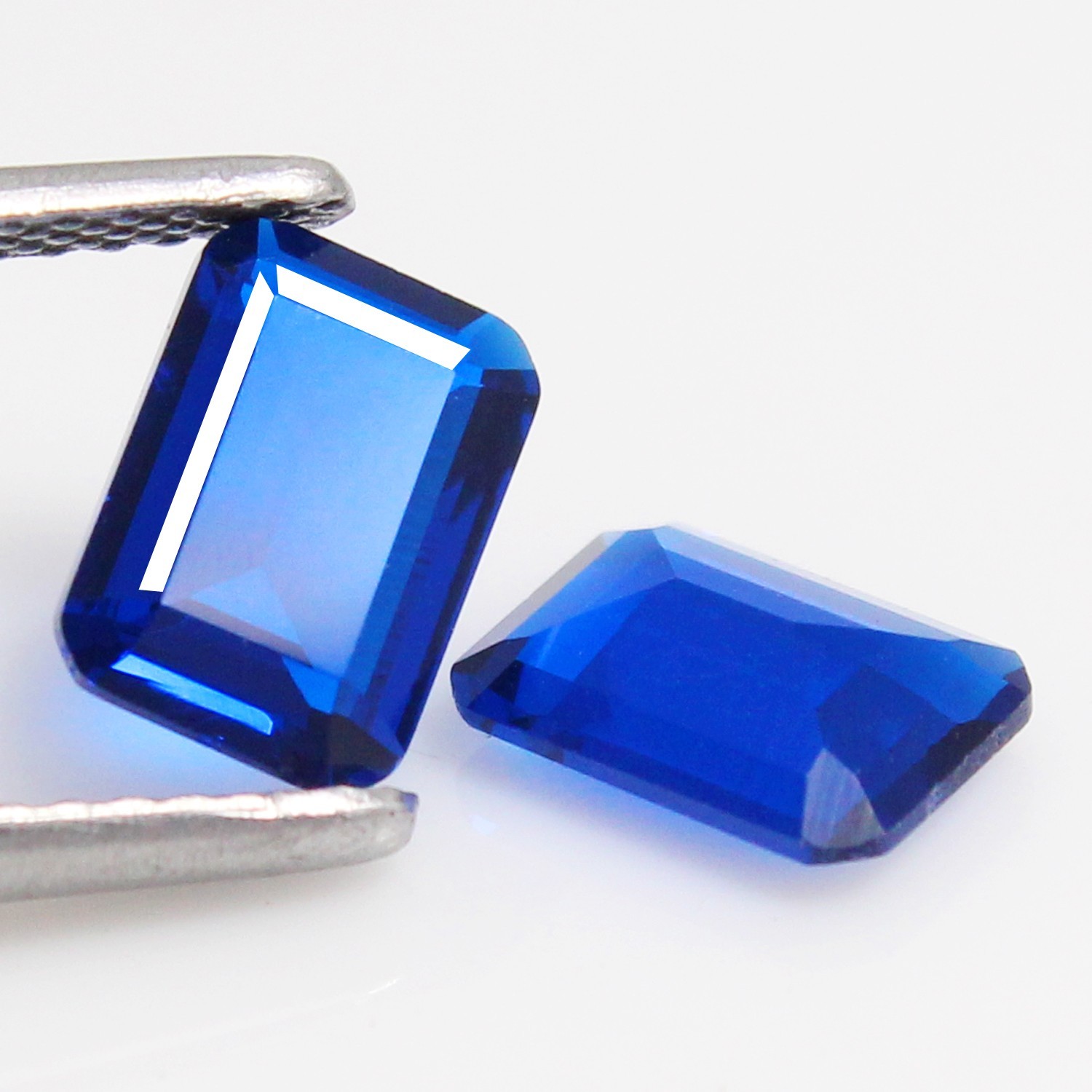 Natural Certified Ceylon Blue Sapphire 5×4 MM Emerald Pair Stunning Gemstone