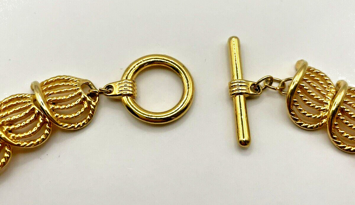 Vintage Napier 1980s Scalloped Gold Tone Necklace 17″ Unsigned