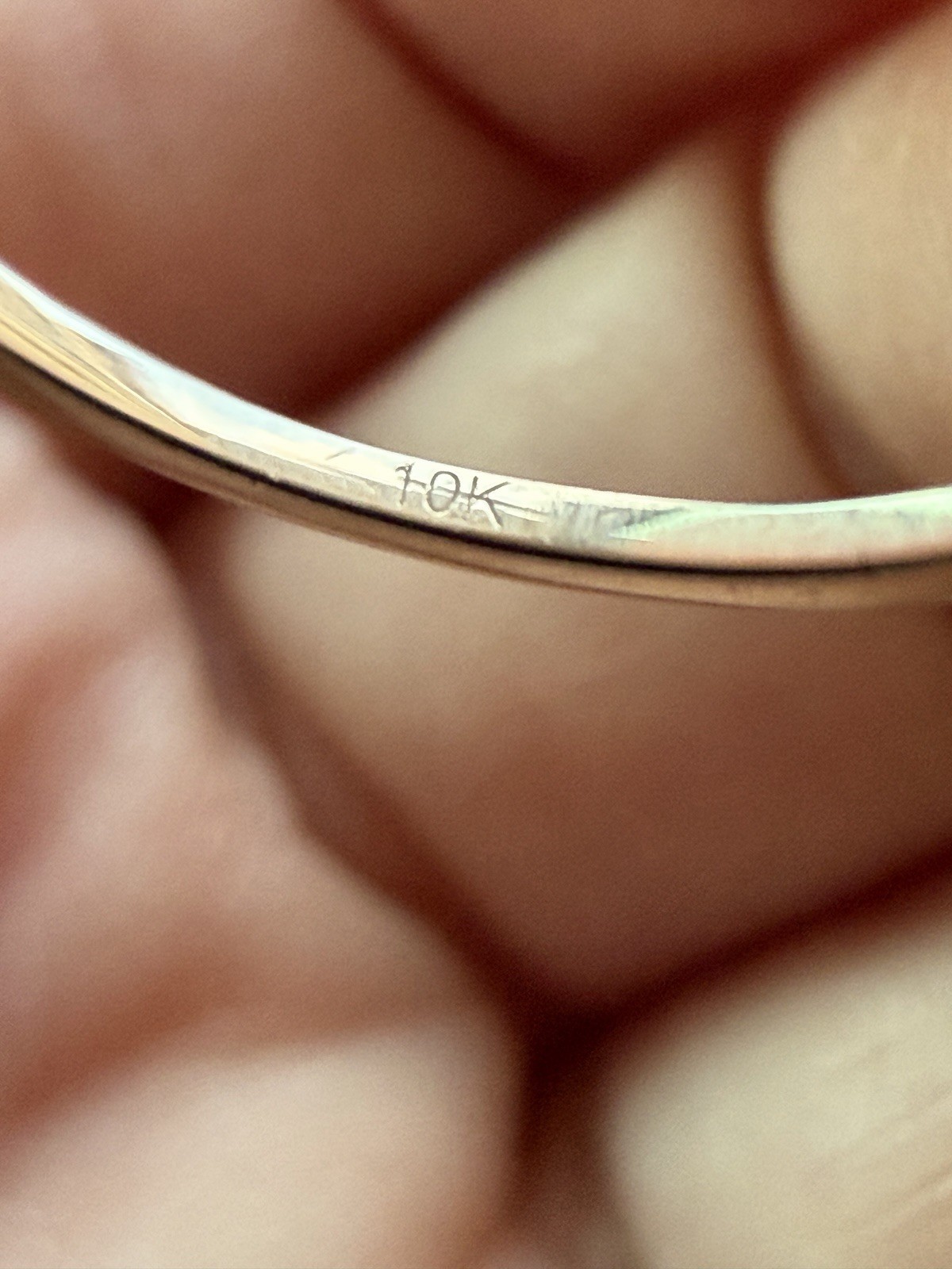 10K Yellow Gold Double Heart White Diamond Accent Band Ring Size 7 Signed