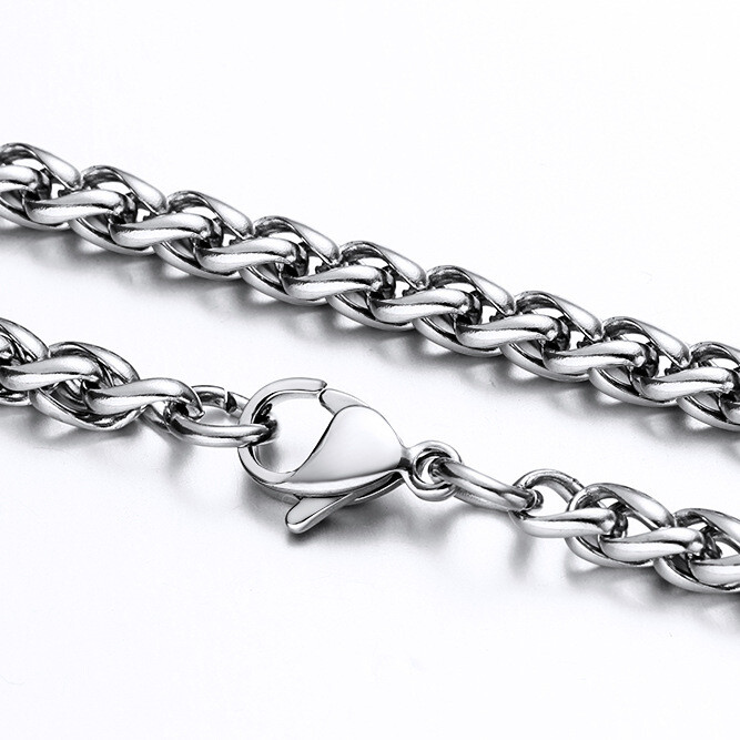 2.5/3/4/5/6/8mm 316L Man Woman Stainless Steel Wheat Braided Chains 7.5”-36”