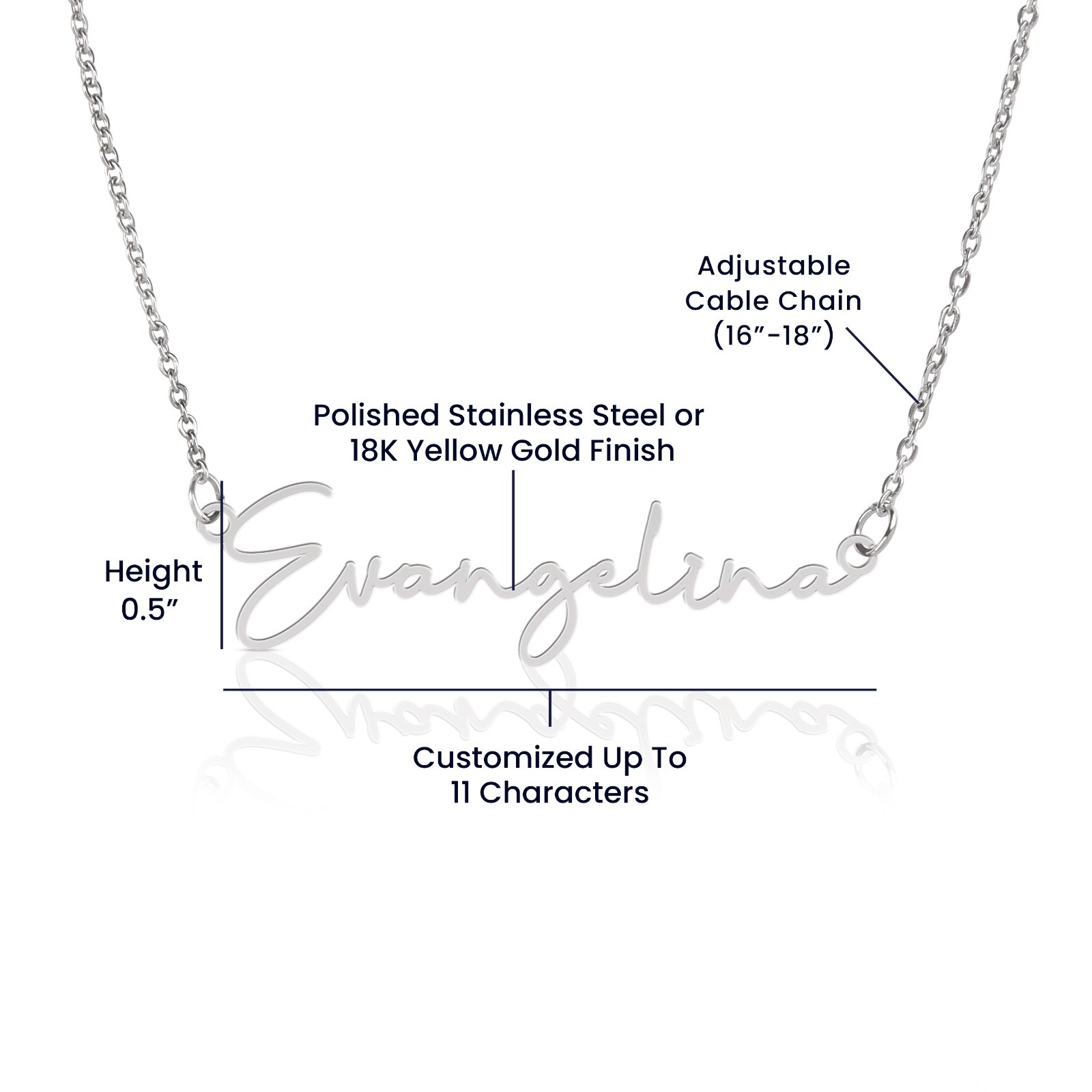 Personalized Signature Name Necklace Custom Script Pendant Gift Box Silver Gold