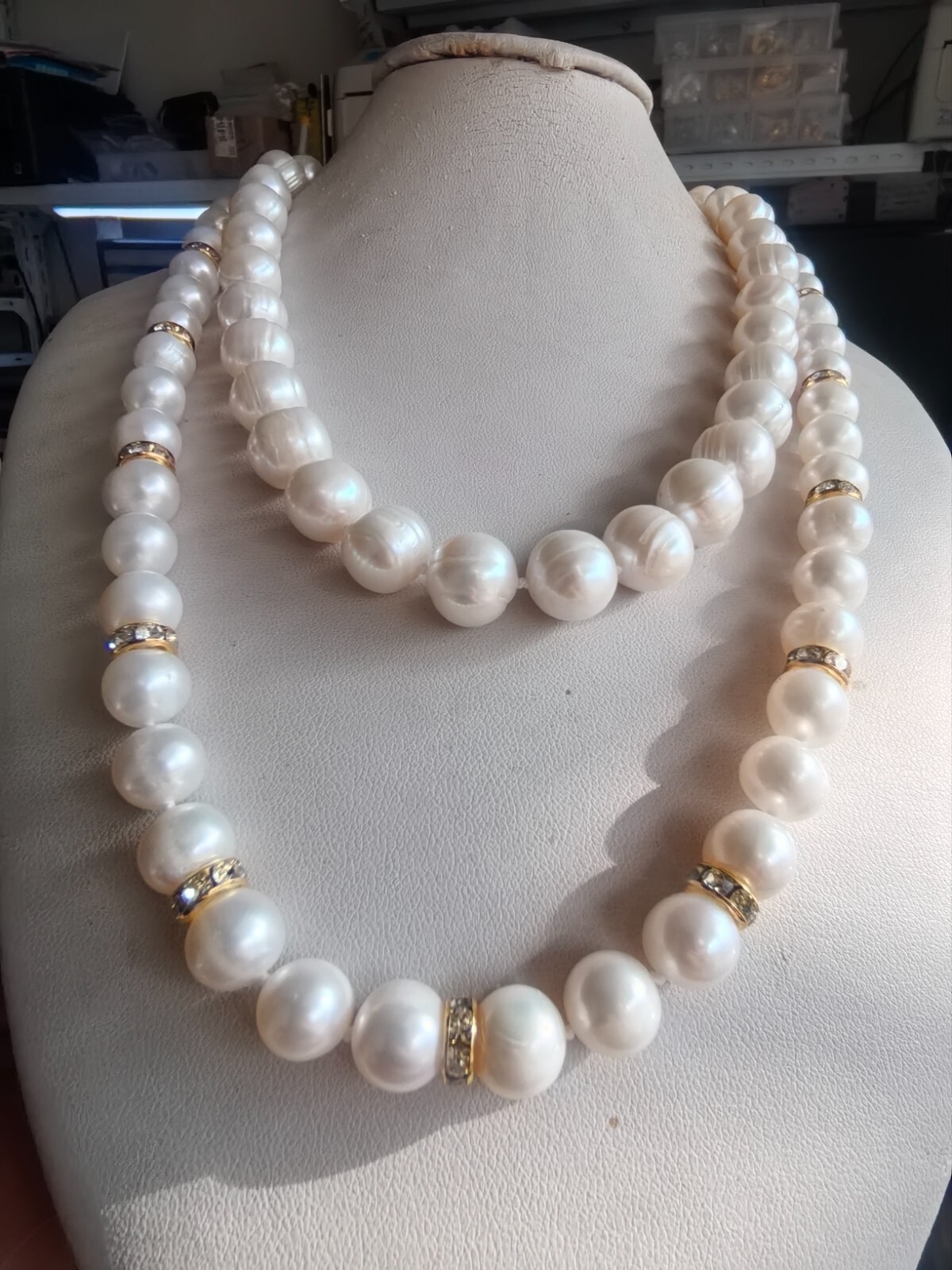 Elegant AAA 11-12mm Natural Round South Sea Pearl Necklace 14k Gold 20 inch