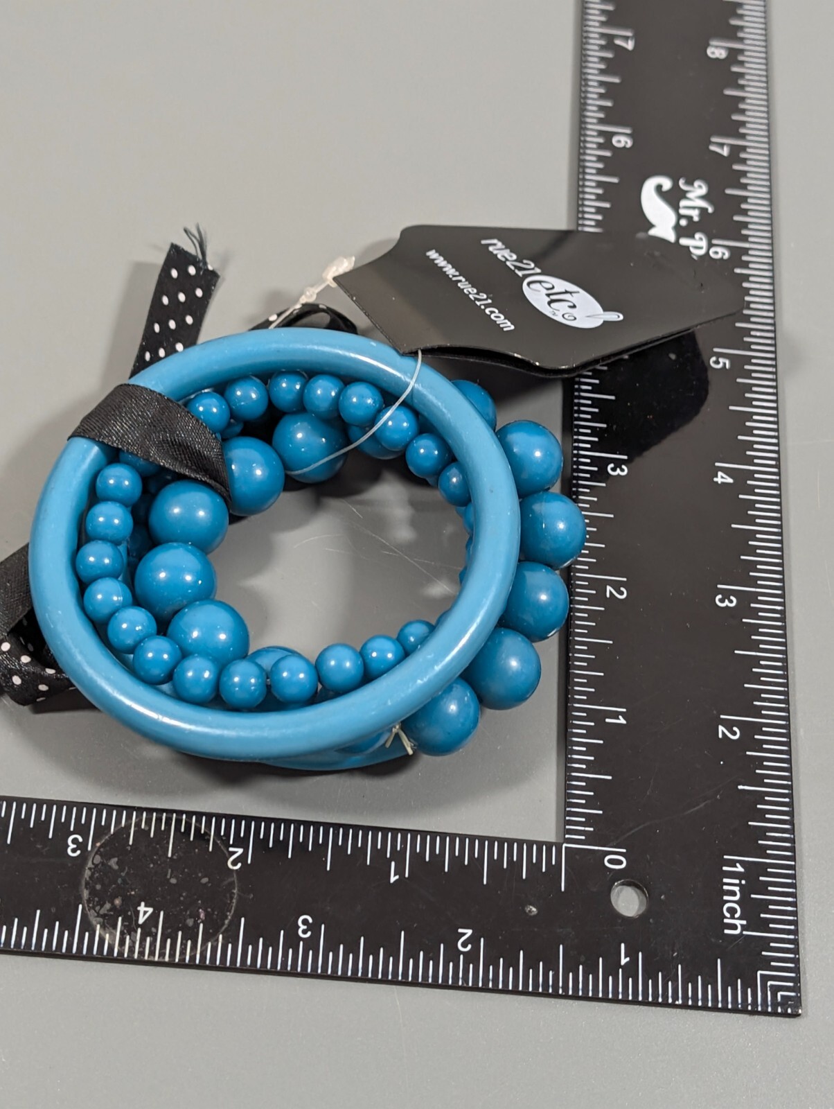 Rue 21 Set of 5 Teal Turquiose Blue Beaded Bangle Bracelets 8 in