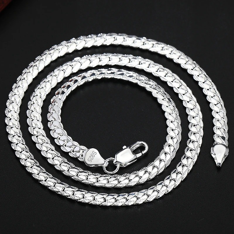 925 Sterling Solid Silver Chain Necklace Jewelry for Women Men Fashion Gift