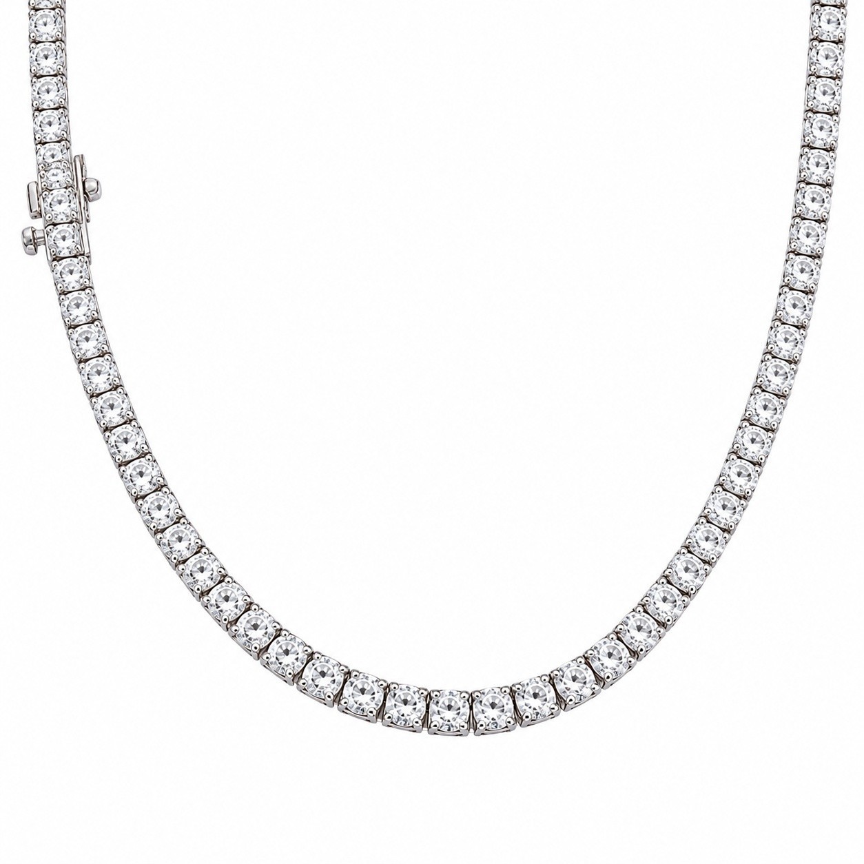 10.00 Ct Lab Grown Diamond Tennis Necklace 14k White Gold 13 Gm E F VVS 17 Inch