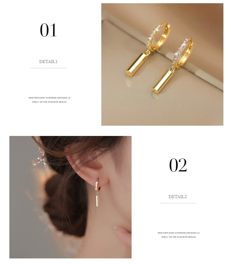 Cylindrical Geometric Niche Light-luxury Ear Clips
