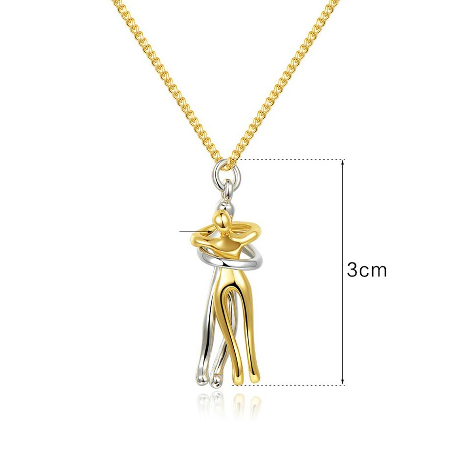 Couple Hugging Pendant Necklace Lovers Together Forever Metal Plating Love Style