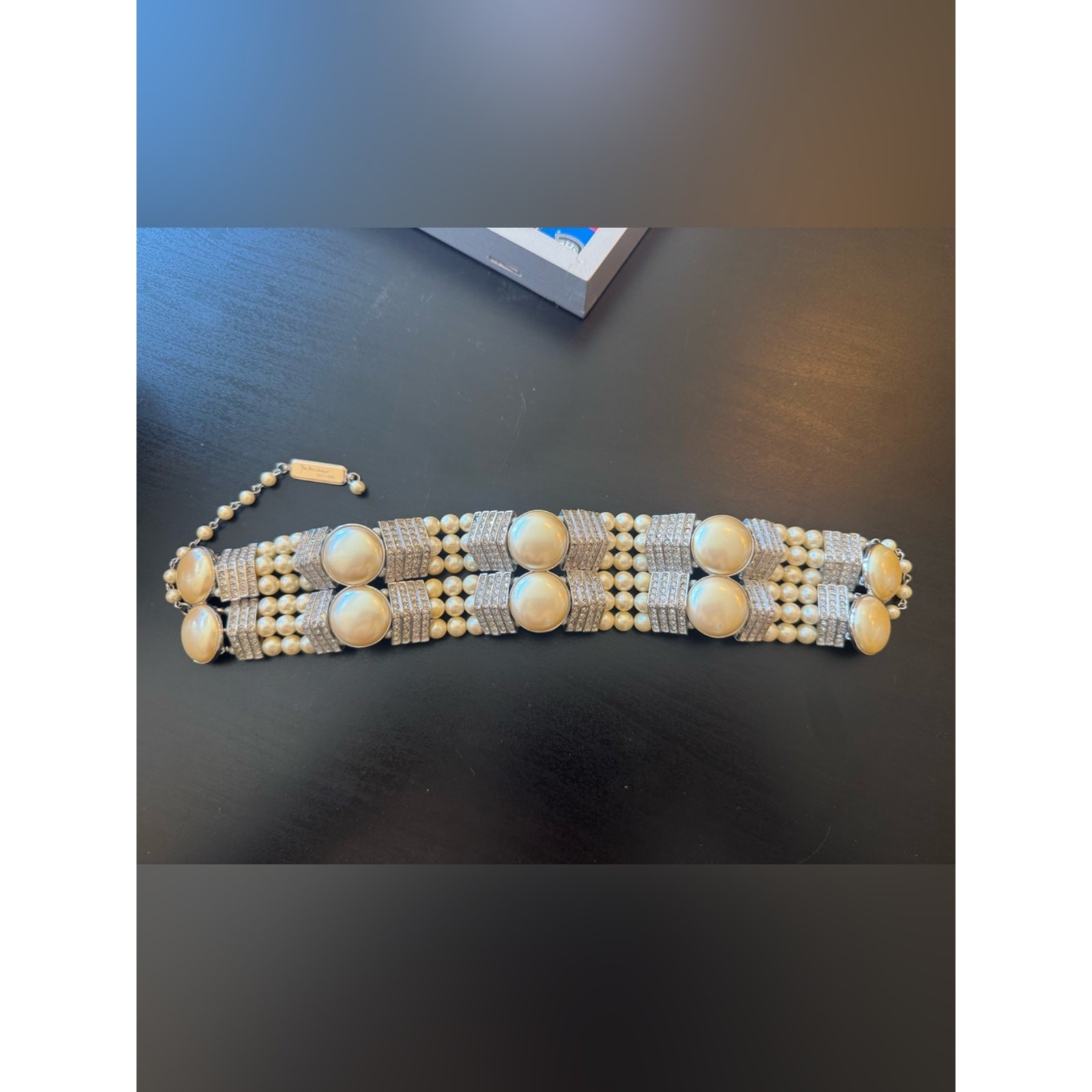 Vintage Yves Saint Laurent 027/500 Silver Faux Pearl Couture Statement Necklace