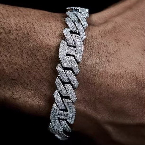 Zirconia 8mm Cuban Link Bracelet + 8mm Cuban Link Ring Set in Silver