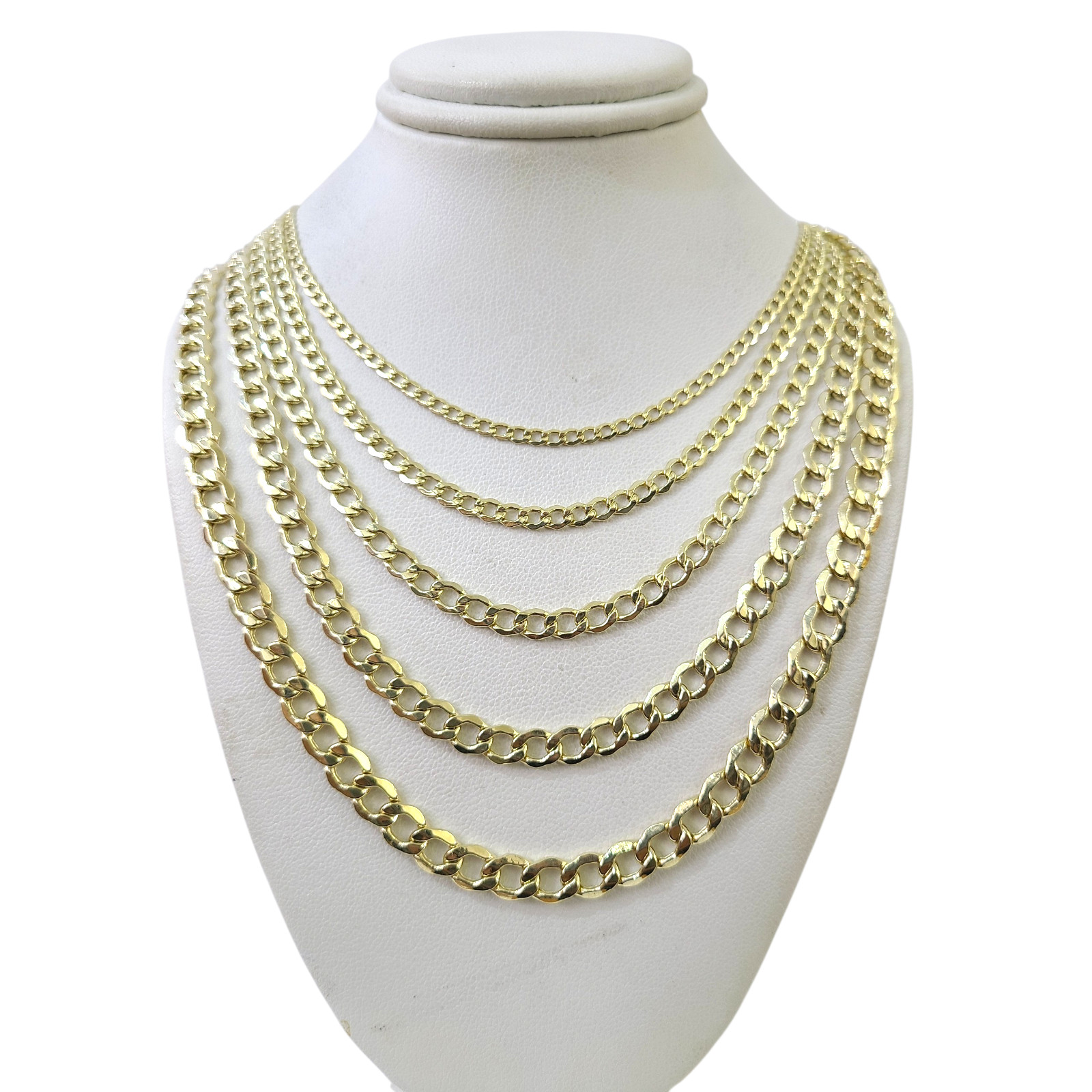 Real 10k Gold Cuban Curb Chain Necklace 16″-30″ In 2.5mm 3mm 4mm 5mm 6mm