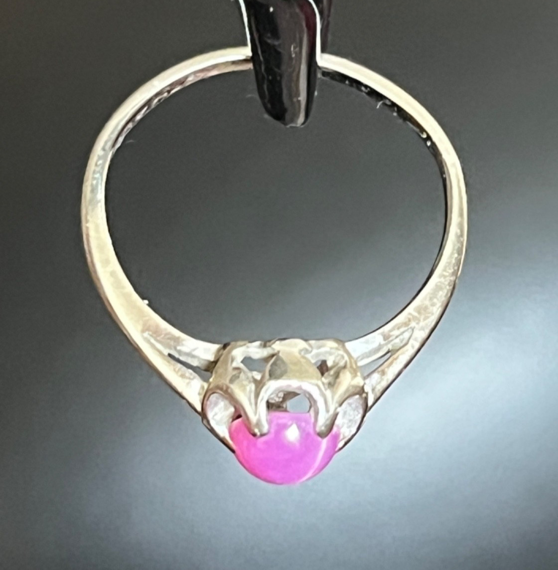 1960s Pink Star Sapphire Ring Belcher Buttercup 10K White Gold Size RAREnot blue