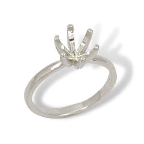 Sterling (5mm-8mm) Round Solitaire 6-Prong Premium Ring Mounting Size 6,7,8