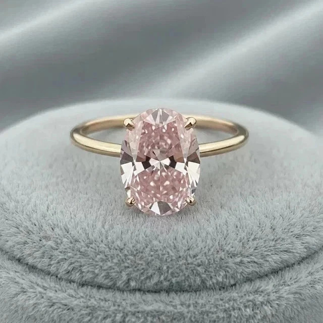 2 Ct Oval Cut Lab Created Pink Sapphire Solitaire Ring 14K Yellow Gold Plated
