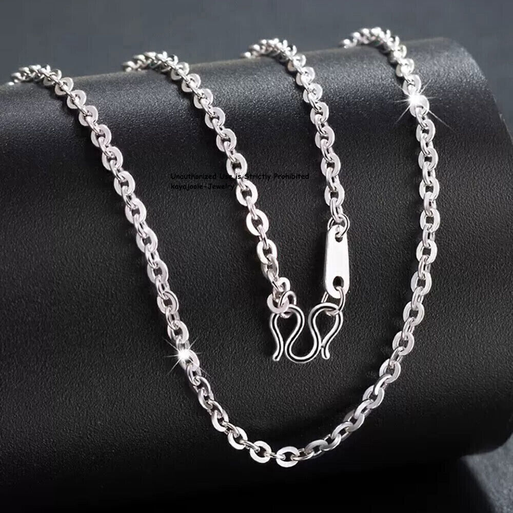 PT950 Pure Platinum 950 Chain Men Women Gift Lucky O Link Necklace 16-22inch L