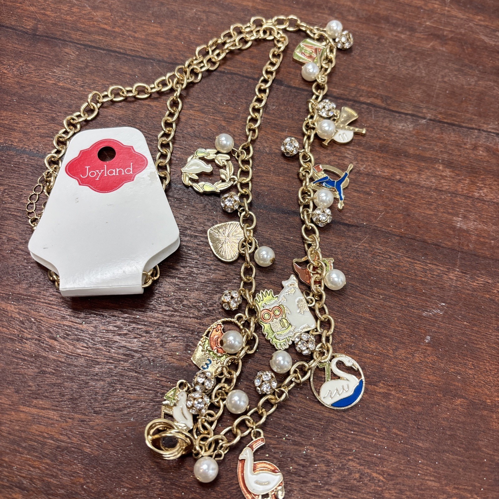 Women’s Gold Tone Christmas Necklace 12 Days Of Christmas Charms 30 Inch