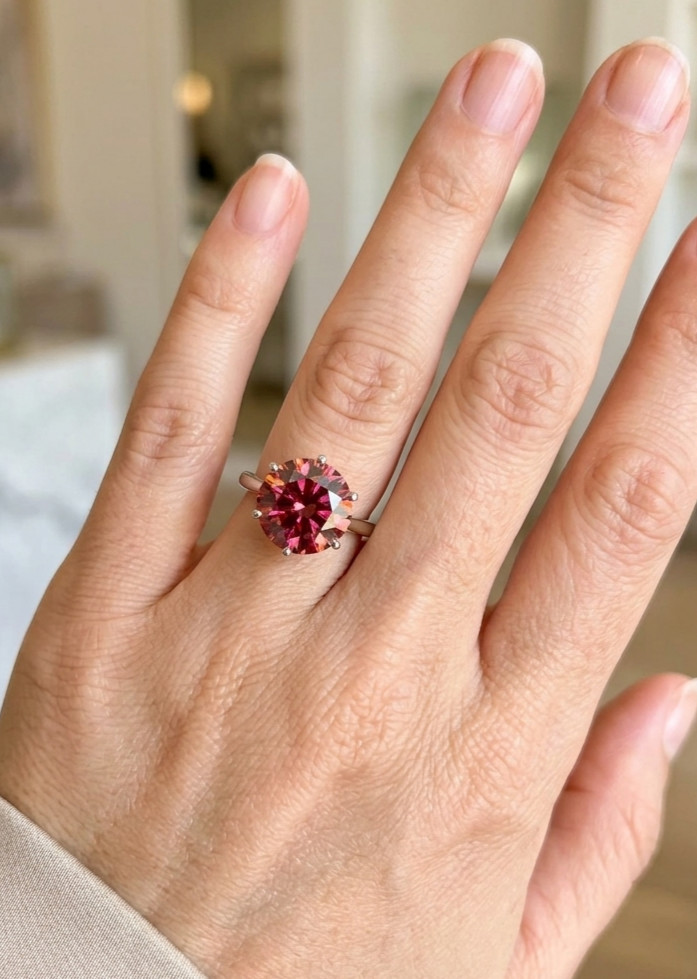 6 Ct Certified Pink Diamond Solitaire Ring- FREE Resize and Free Studs Offer