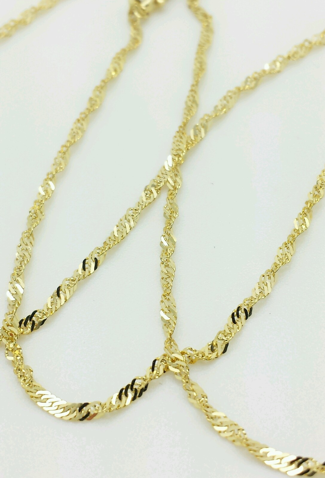 14k Yellow Gold Diamond Cut Singapore Chain Necklace 16″ 18″ 20″ 22″ 24″