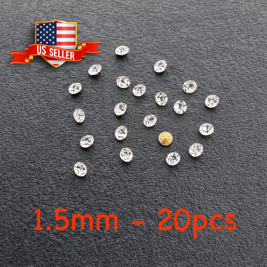 20 pcs 1.5mm 8pp Round Foil Back Crystal Rhinestone Jewelry Repair Artwork Craft
