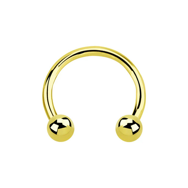 14K Gold 16G Horseshoe Septum Nose Hoop Ring Circular Barbell Threadless Push In