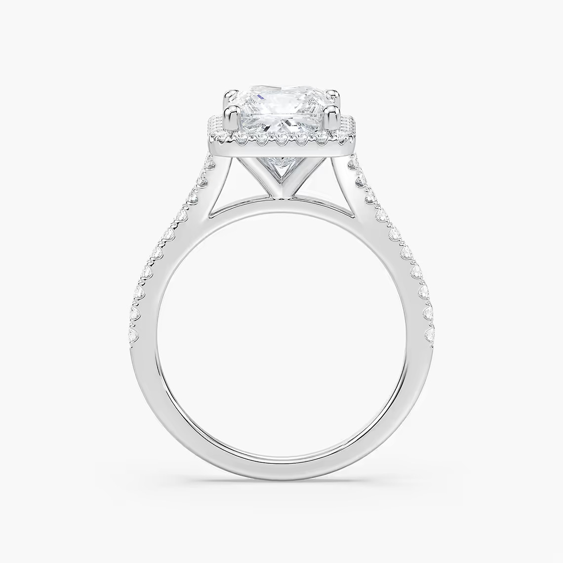 2.30 CTW Princess Cut Lab Grown Diamond Halo Ring 10k Solid Gold