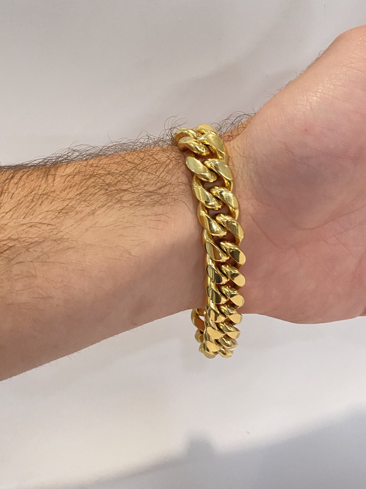 Miami Cuban Link Bracelet 18k Gold Vermeil Stainless Mens Hip Hop 14mm Box Clasp