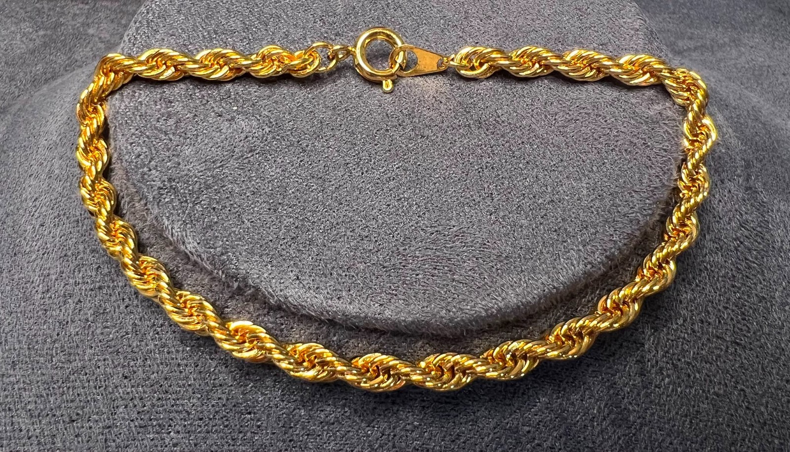Vintage Gold Tone Rope Chain Bracelet Twisted Link 18cm Classic Retro Jewellery