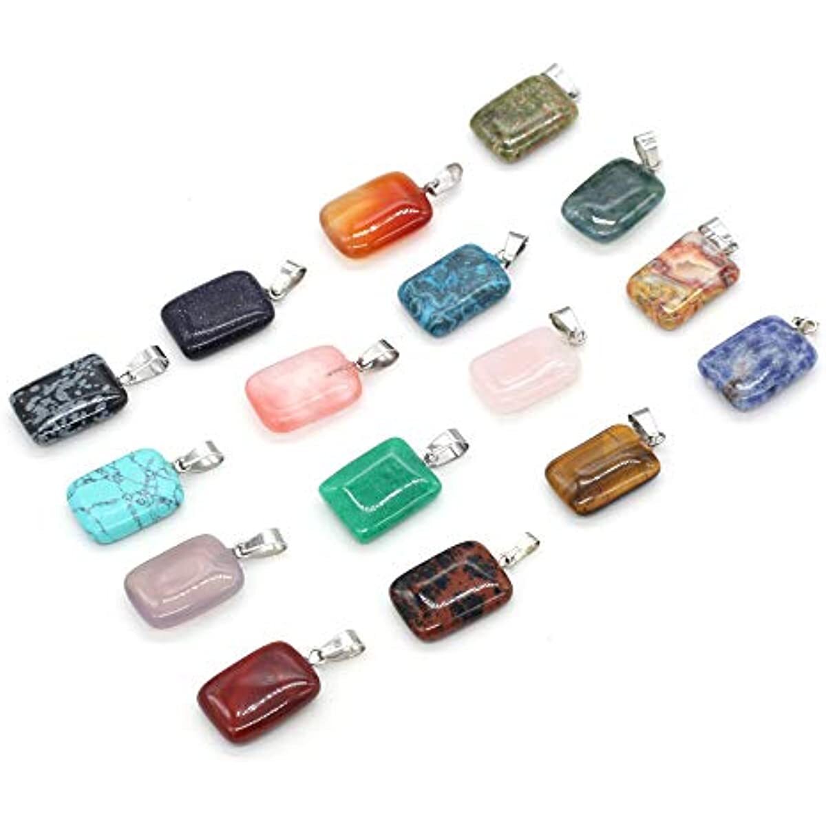 20 Pcs Natural Chakra Healing Crystal Agate Stone Pendants for Jewelry Making