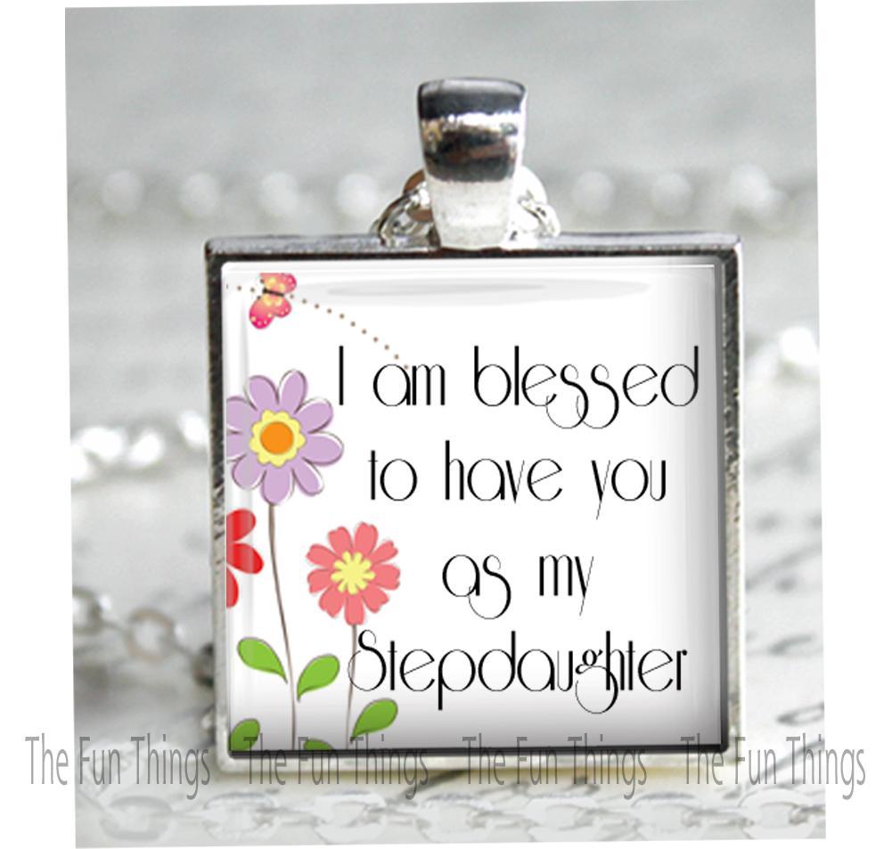 Stepdaughter Gift Pendant Charm Stepmother Love Family Blessed Flowers Butterfly